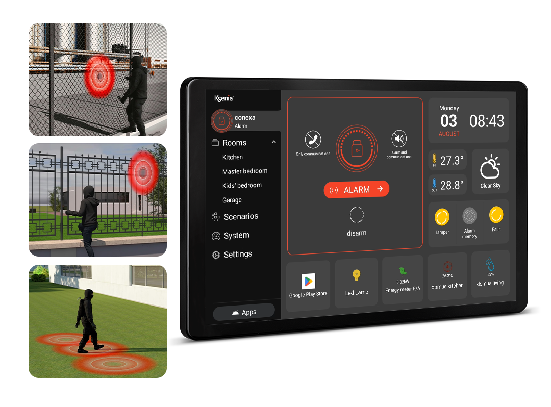 DEA Security perimeter detectors and a Ksenia alarm control panel — real-world integration overview